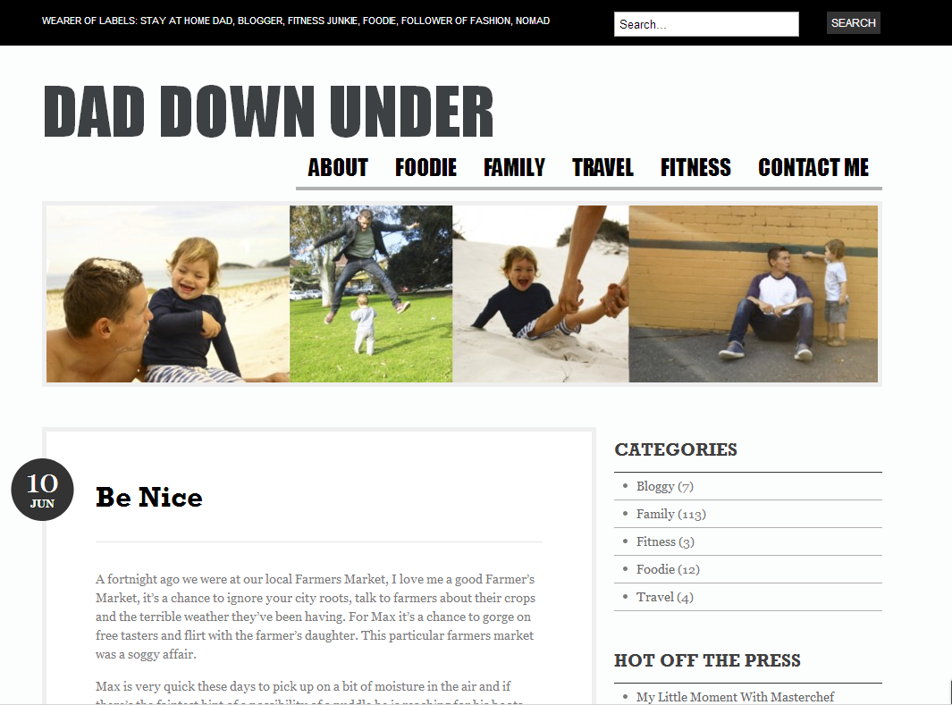 Dad Down Under homepage screen grab