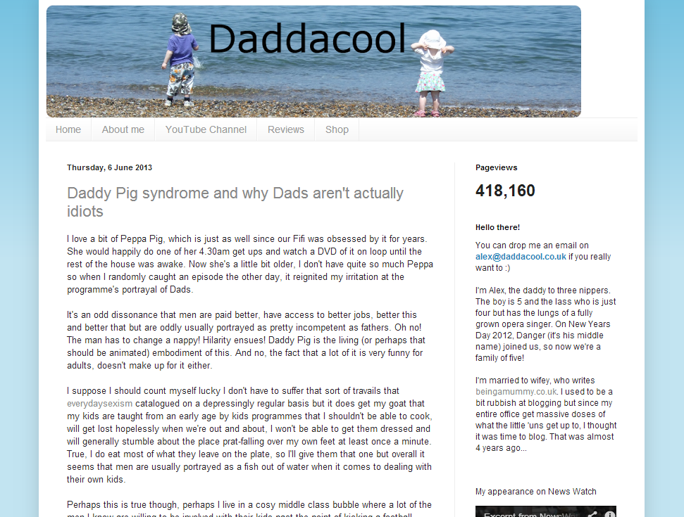 Daddacool homepage screen grab