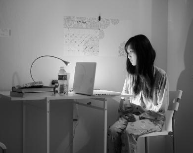 Girl at computer by tokyoexpressway