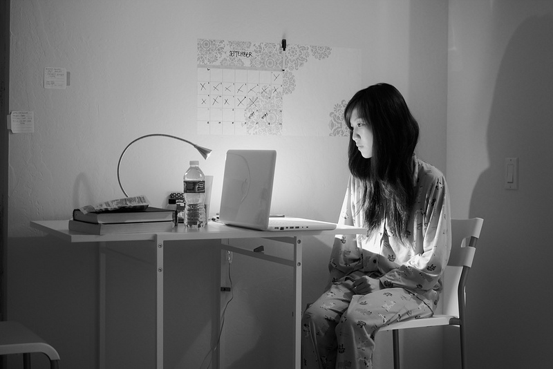 Girl at computer by tokyoexpressway