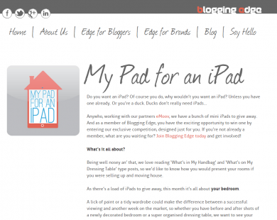 My Pad for an iPad competition