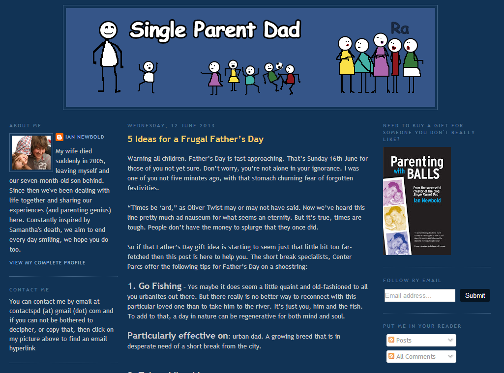 Single Parent Dad homepage screen grab