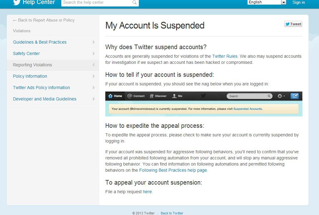 Twitter account suspension screen grab | CollectivEdge