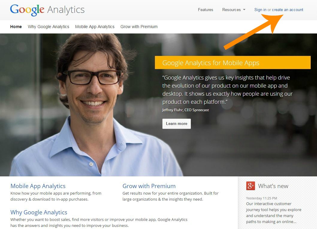 analytics homepage